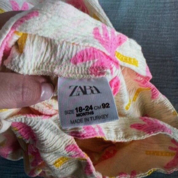 Pink and Yellow Palm Tree Kids Casual Dress - Picture 3 of 3